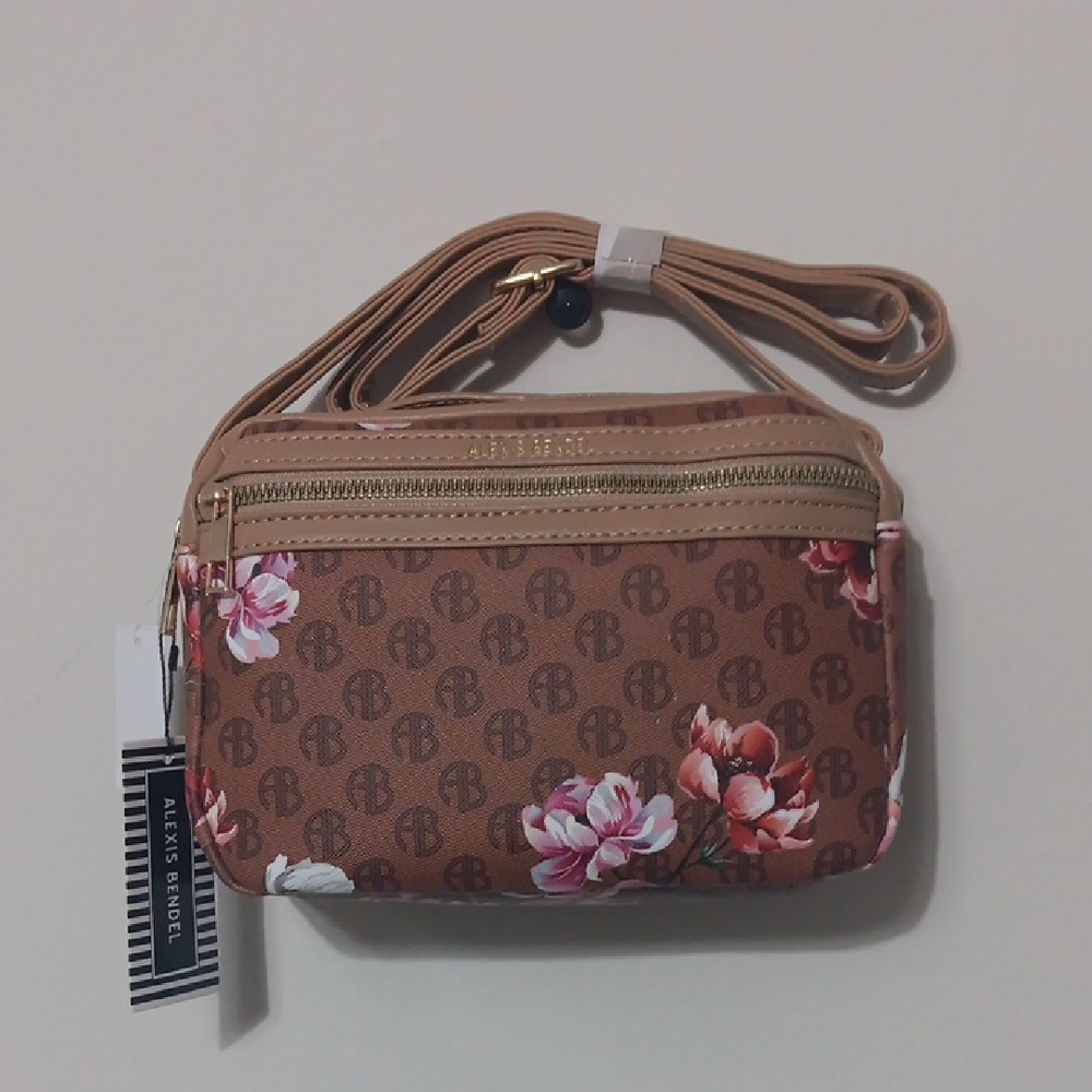Alexis Floral Brown Crossbody Bag